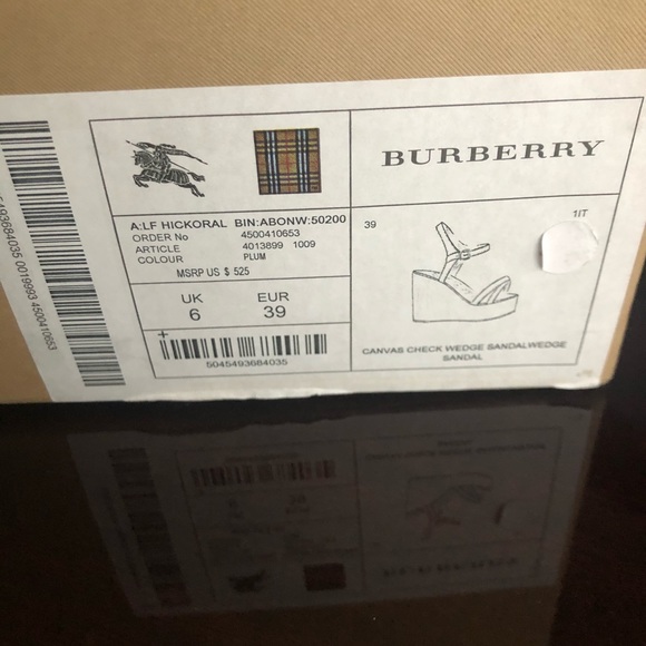 Burberry Hickoral Wedge Sandals - Picture 1 of 13